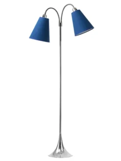 Fodgænger Gulvlampe krom m/havblå skærme