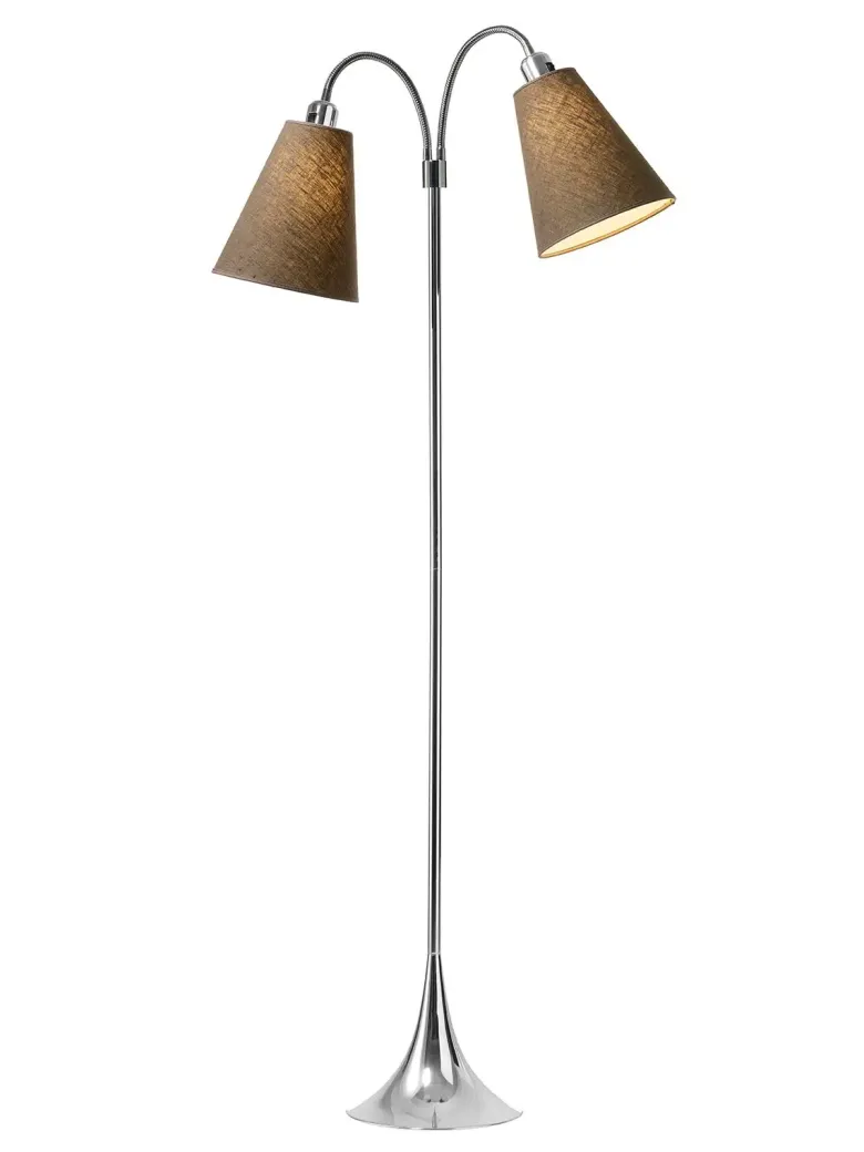 Fodgænger Gulvlampe krom m/kakaobrune skærme