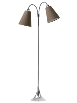 Fodgænger Gulvlampe krom m/kakaobrune skærme