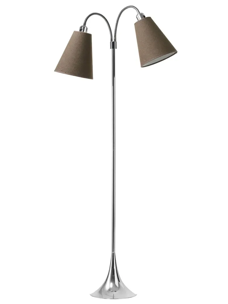 Fodgænger Gulvlampe krom m/kakaobrune skærme