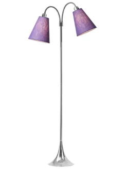 Fodgænger Gulvlampe krom m/lilla skærme