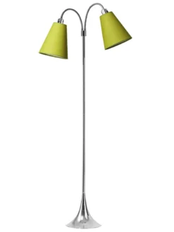 Fodgænger Gulvlampe krom m/limegrønne skærme