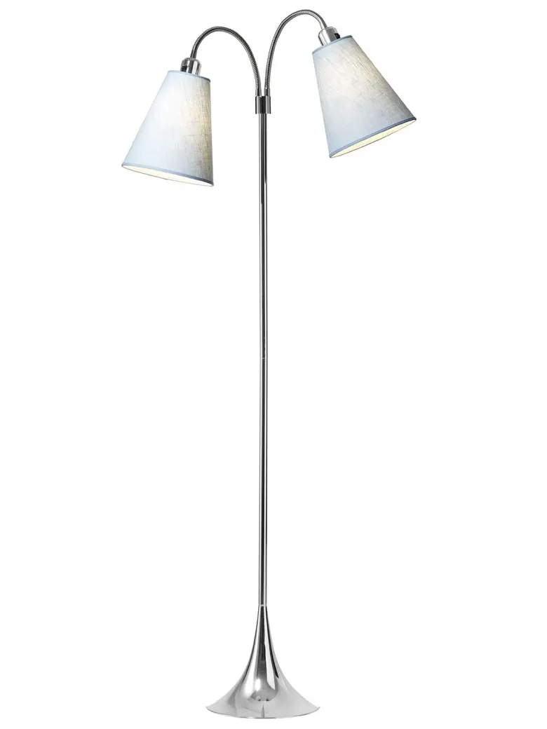 Fodgænger Gulvlampe krom m/lyseblå skærme