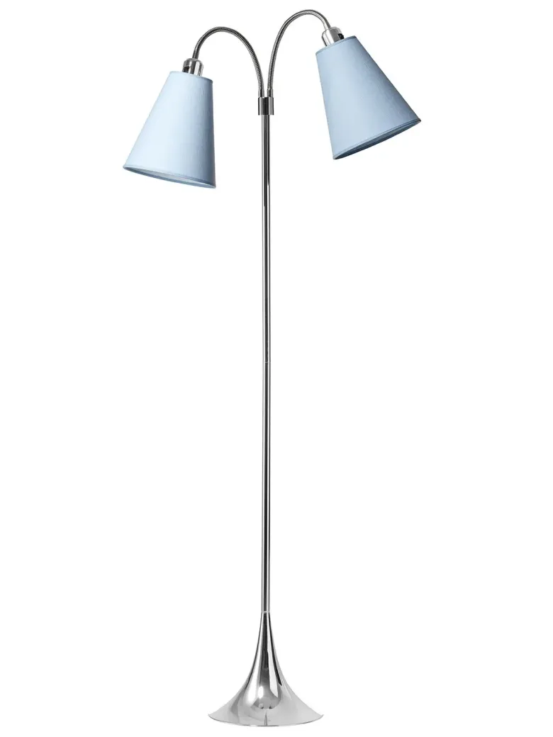 Fodgænger Gulvlampe krom m/lyseblå skærme
