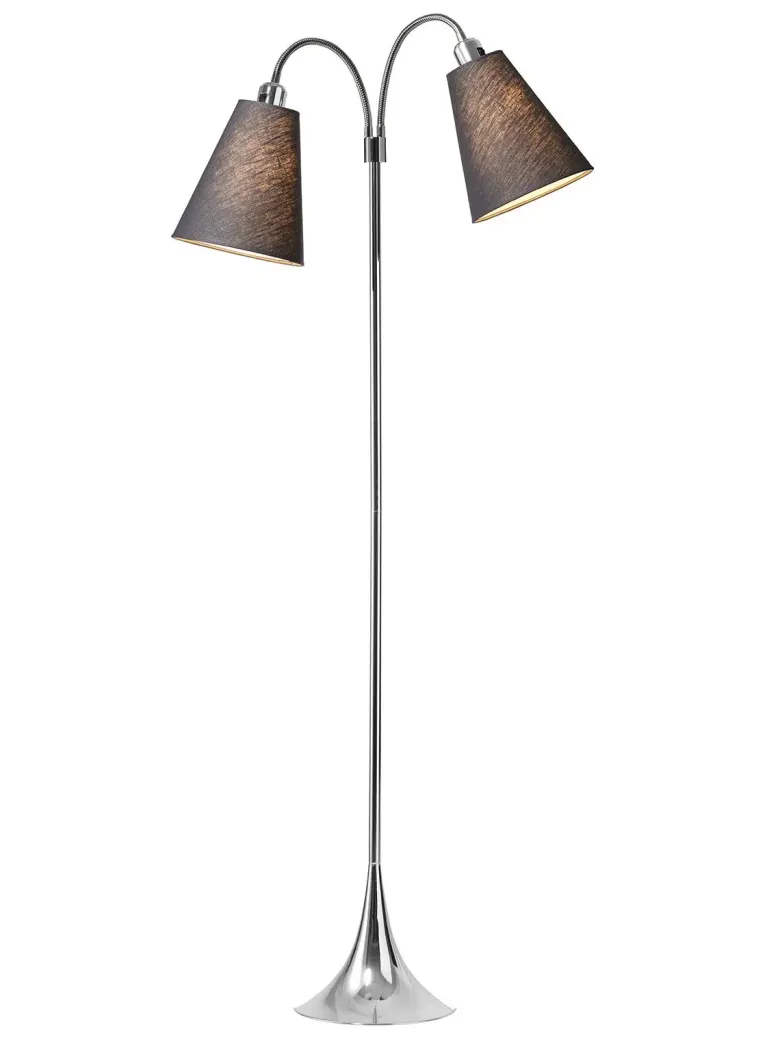 Fodgænger Gulvlampe krom m/mørkegrå skærme