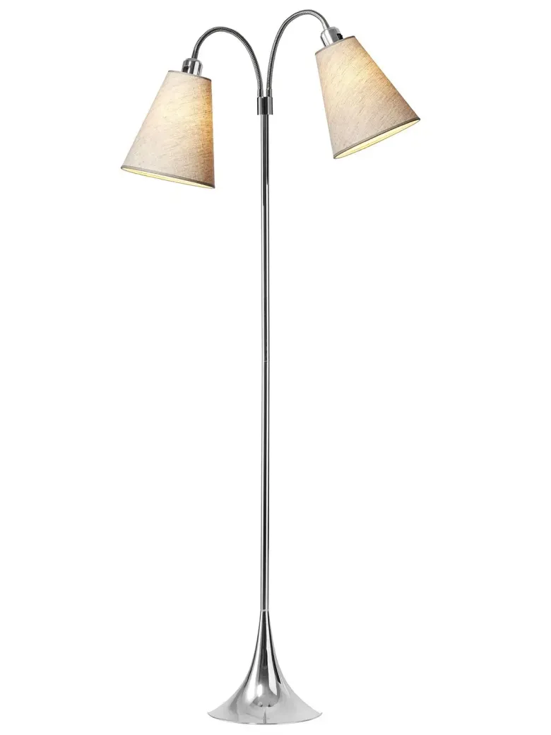 Fodgænger Gulvlampe krom m/sand skærme