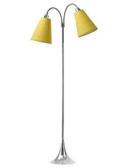 Fodgænger Gulvlampe krom m/sennepsgul skærme