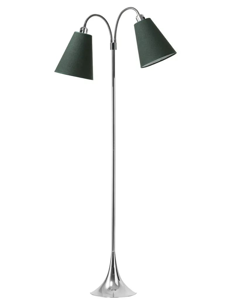 Fodgænger Gulvlampe krom m/skovgrønne skærme