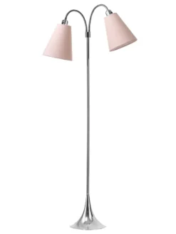 Fodgænger Gulvlampe krom m/støvet rosa skærme