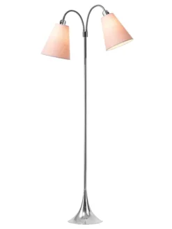 Fodgænger Gulvlampe krom m/støvet rosa skærme