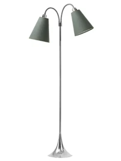 Fodgænger Gulvlampe krom m/vintergrønne skærme