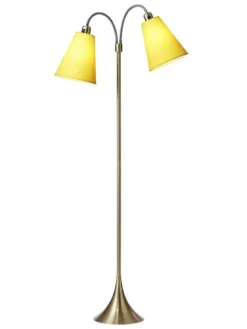 Fodgænger Gulvlampe messing m/gule skærme