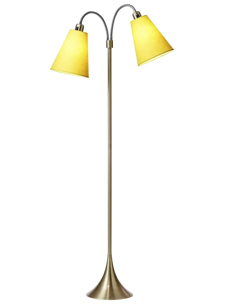 Fodgænger Gulvlampe messing m/gule skærme