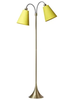 Fodgænger Gulvlampe messing m/gule skærme
