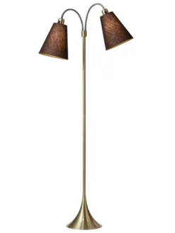 Fodgænger Gulvlampe messing m/brune skærme