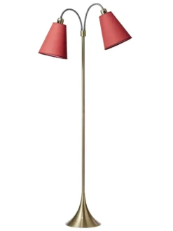 Fodgænger Gulvlampe messing m/koral skærme
