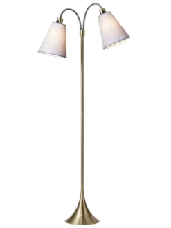 Fodgænger Gulvlampe messing m/lavendel skærme