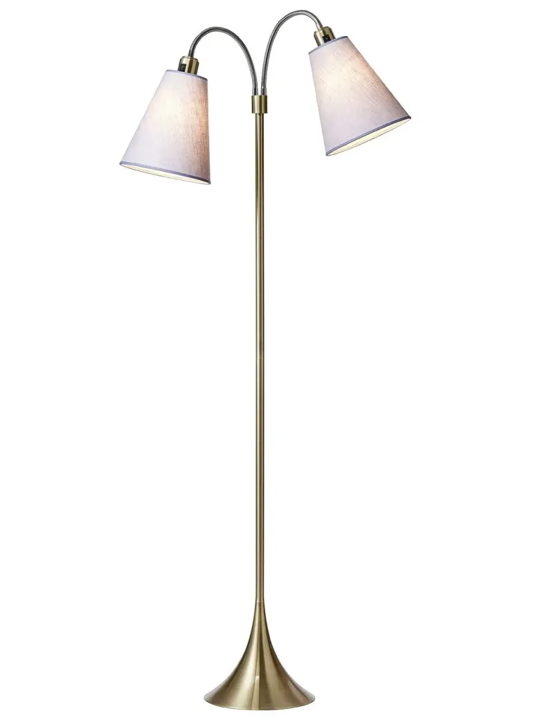 Fodgænger Gulvlampe messing m/lavendel skærme