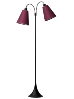 Fodgænger Gulvlampe sort m/blommefarvet skærme