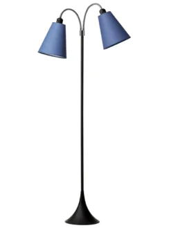 Fodgænger Gulvlampe sort m/dalablå skærme