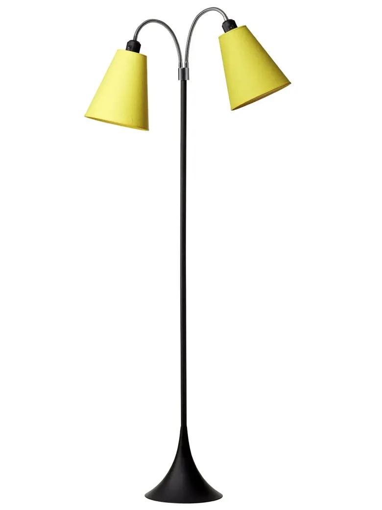 Fodgænger Gulvlampe sort m/gule skærme