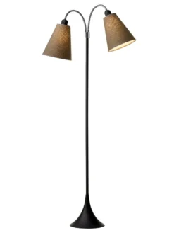 Fodgænger Gulvlampe sort m/kakaobrune skærme