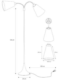 Fodgænger Gulvlampe trælook m/hvide skærme