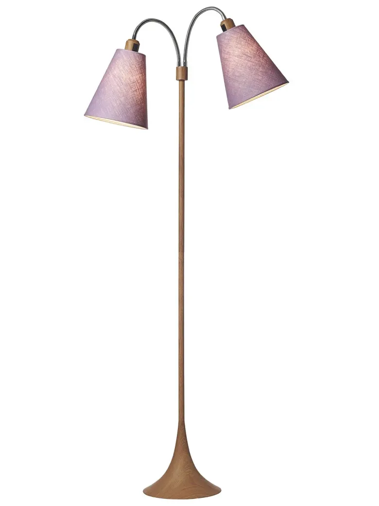 Fodgænger Gulvlampe trælook m/lyng skærme