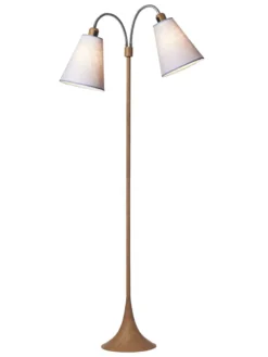 Fodgænger Gulvlampe trælook m/lavendel skærme