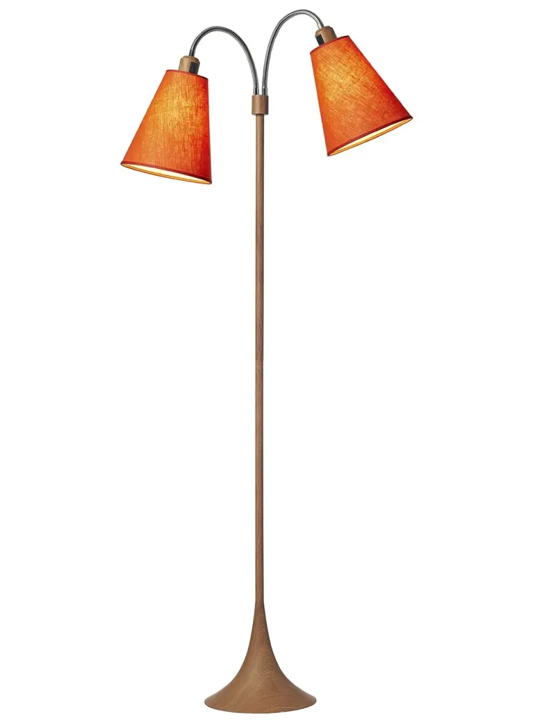 Fodgænger Gulvlampe trælook m/orange skærme