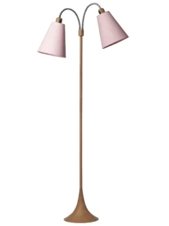 Fodgænger Gulvlampe trælook m/pink skærme