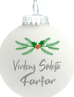 Julekugle mat hvid "Verdens sødeste Farfar"