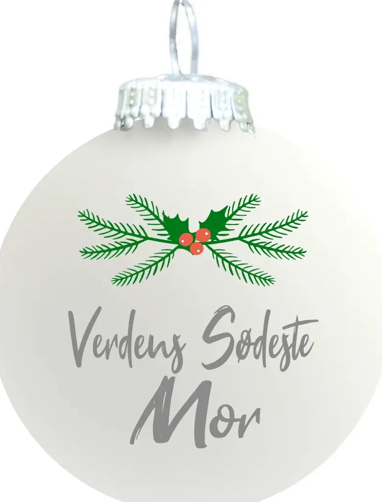 Julekugle mat hvid "Verdens sødeste Mor"