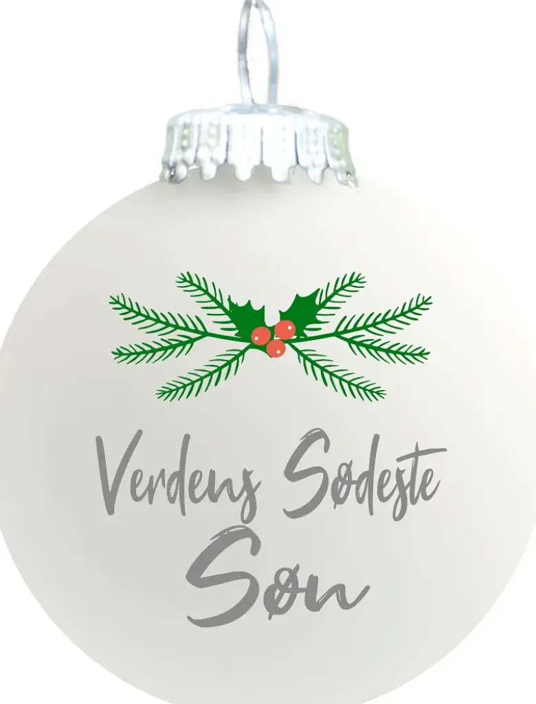 Julekugle mat hvid "Verdens sødeste Søn"