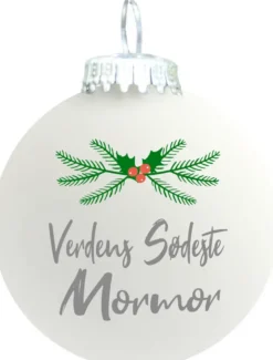 Julekugle mat hvid "Verdens sødeste Mormor"