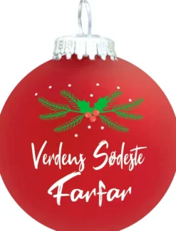 Julekugle Mat rød gran "Verdens Sødeste Farfar"