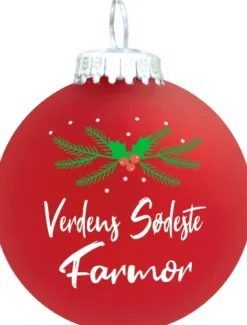 Julekugle Mat rød gran "Verdens Sødeste Farmor"
