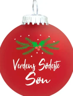 Julekugle Mat rød gran "Verdens Sødeste Søn"