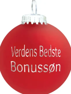 Julekugle Mat rød "Verdens Bedste Bonussøn"