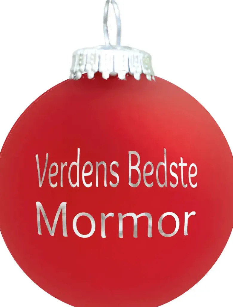Julekugle Mat rød "Verdens Bedste Mormor"