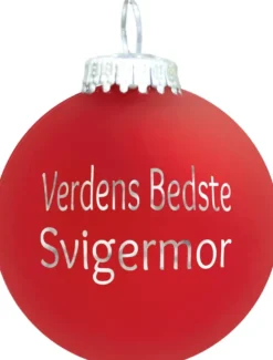 Julekugle Mat rød "Verdens Bedste Svigermor"