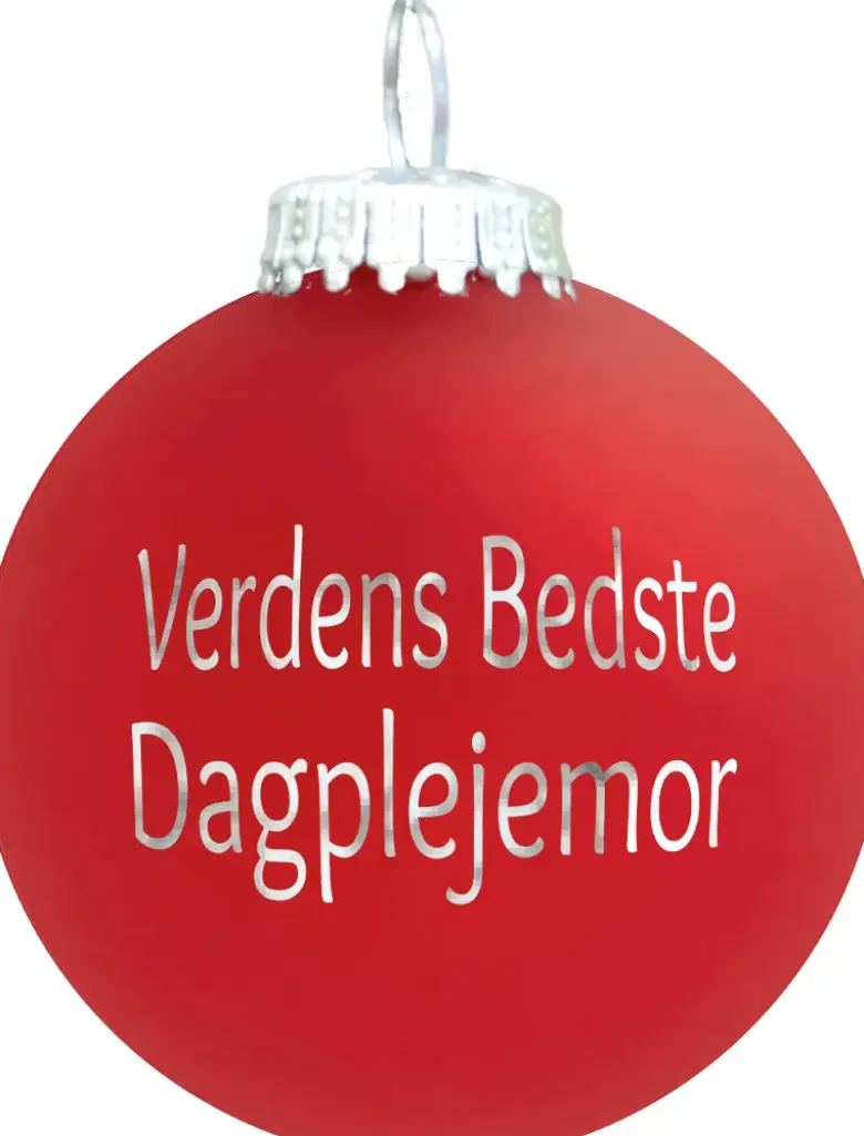 Julekugle Mat rød "Verdens Bedste Dagplejemor"