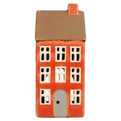 Keramikhus til fyrfadslys orange