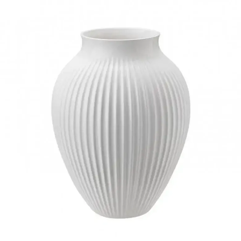 Knabstrup Vase med riller 35 cm hvid