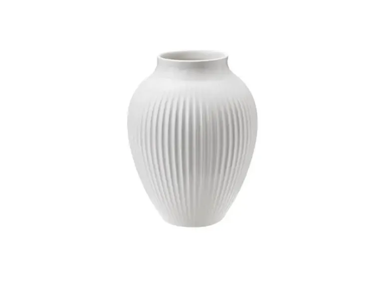 Knabstrup vase med riller 12,5 cm hvid