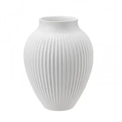 Knabstrup Vase med riller 20 cm hvid