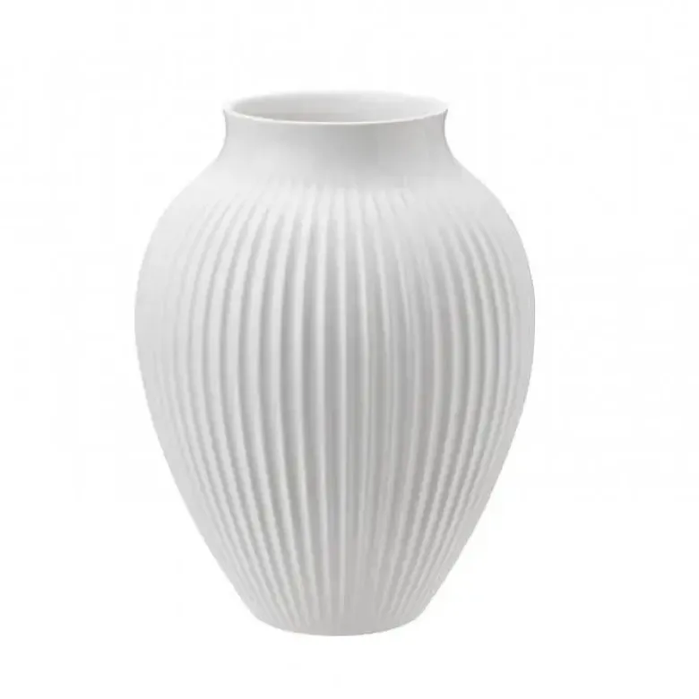 Knabstrup Vase med riller 20 cm hvid