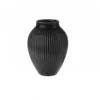 Knabstrup vase med riller 12,5 cm sort