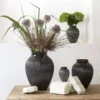 Knabstrup Vase med riller 20 cm sort