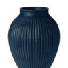Knabstrup Vase med riller H20 cm mat mørk blå